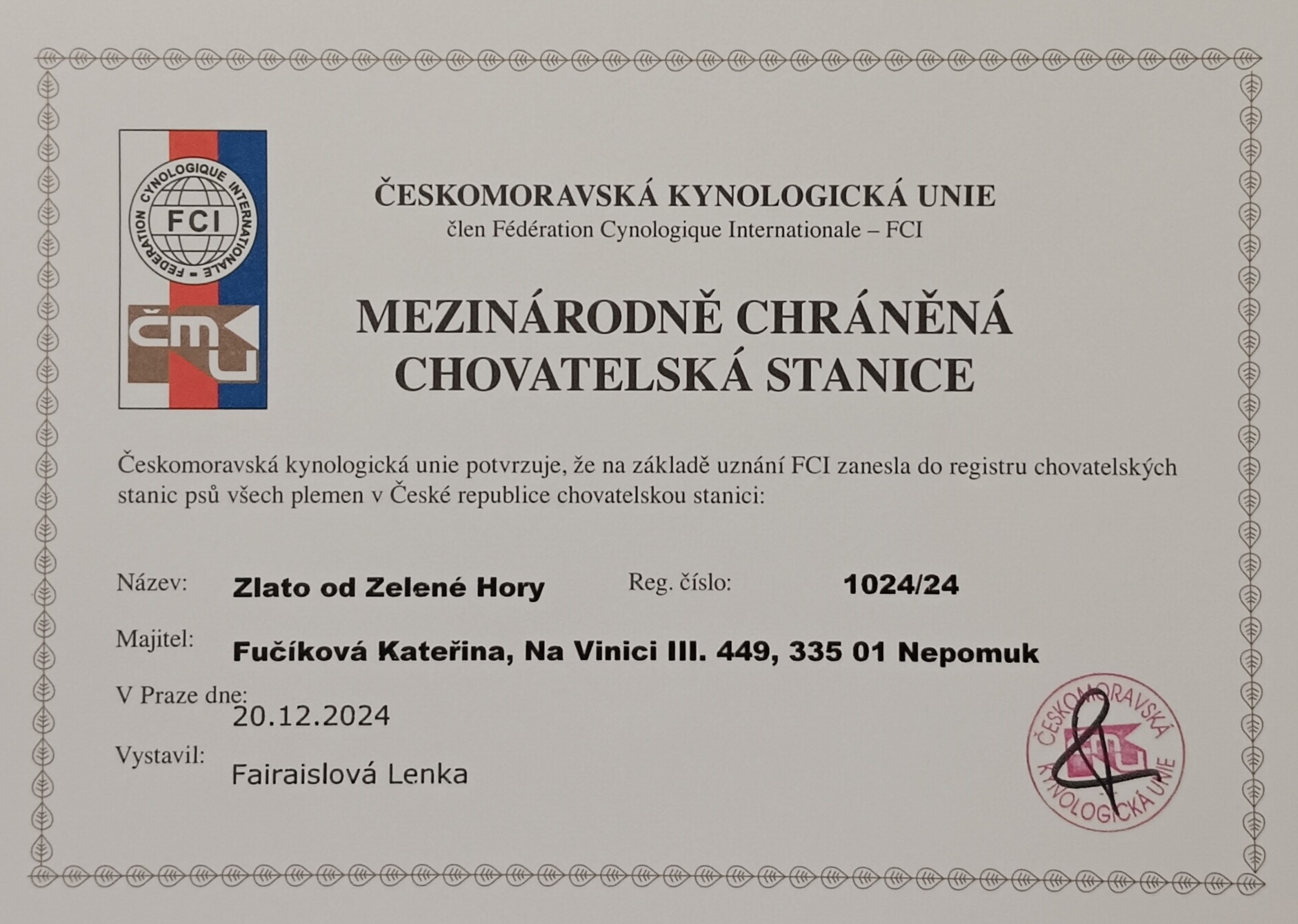 Zlato od Zelené Hory - CHS Zlatý retriever Nepomuk