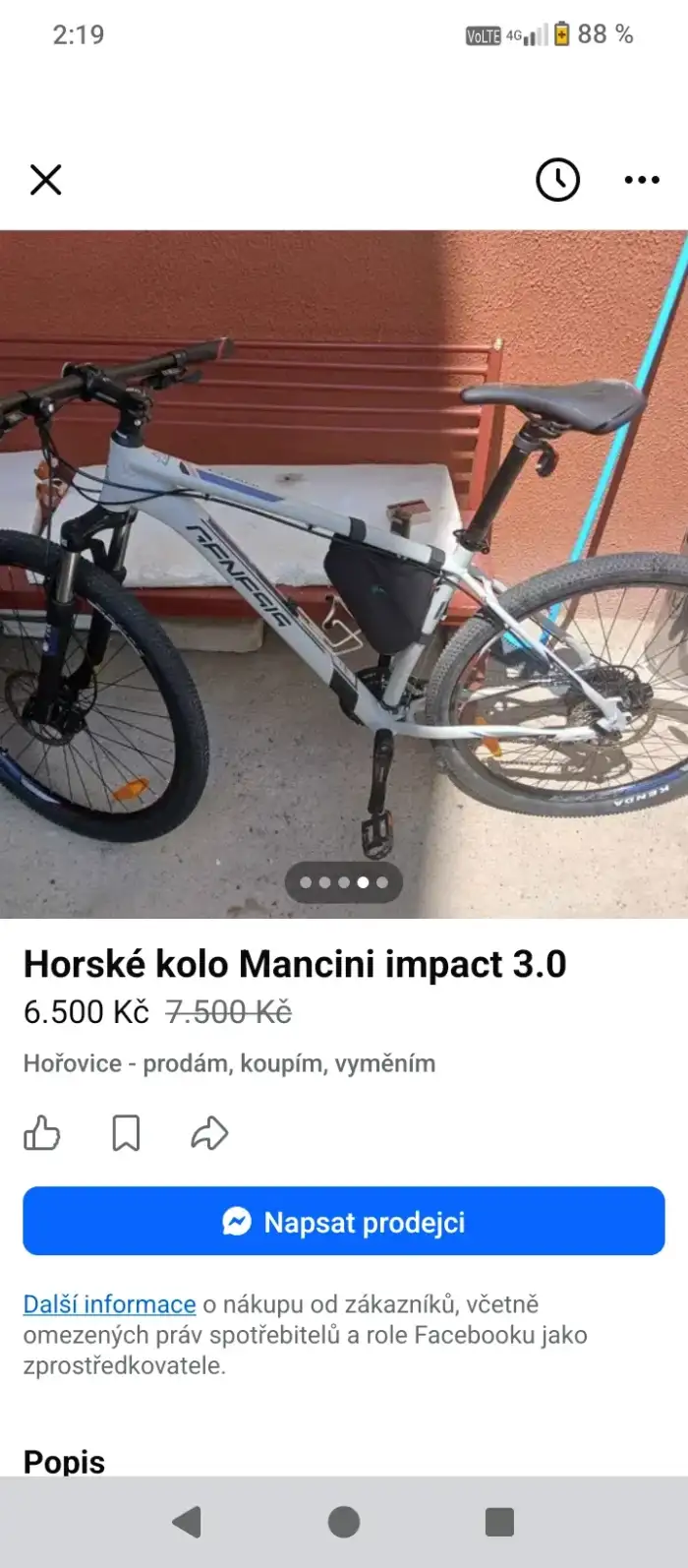 Kolo jednu sezonu používané top stav možnost prohlídky a popřípadě vyzkoušet