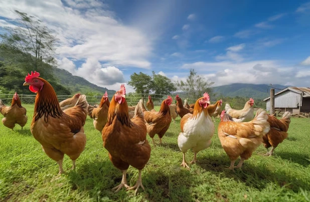 Slepice Nosnice Dominanty 21 týdnů staré těsně před snáškou