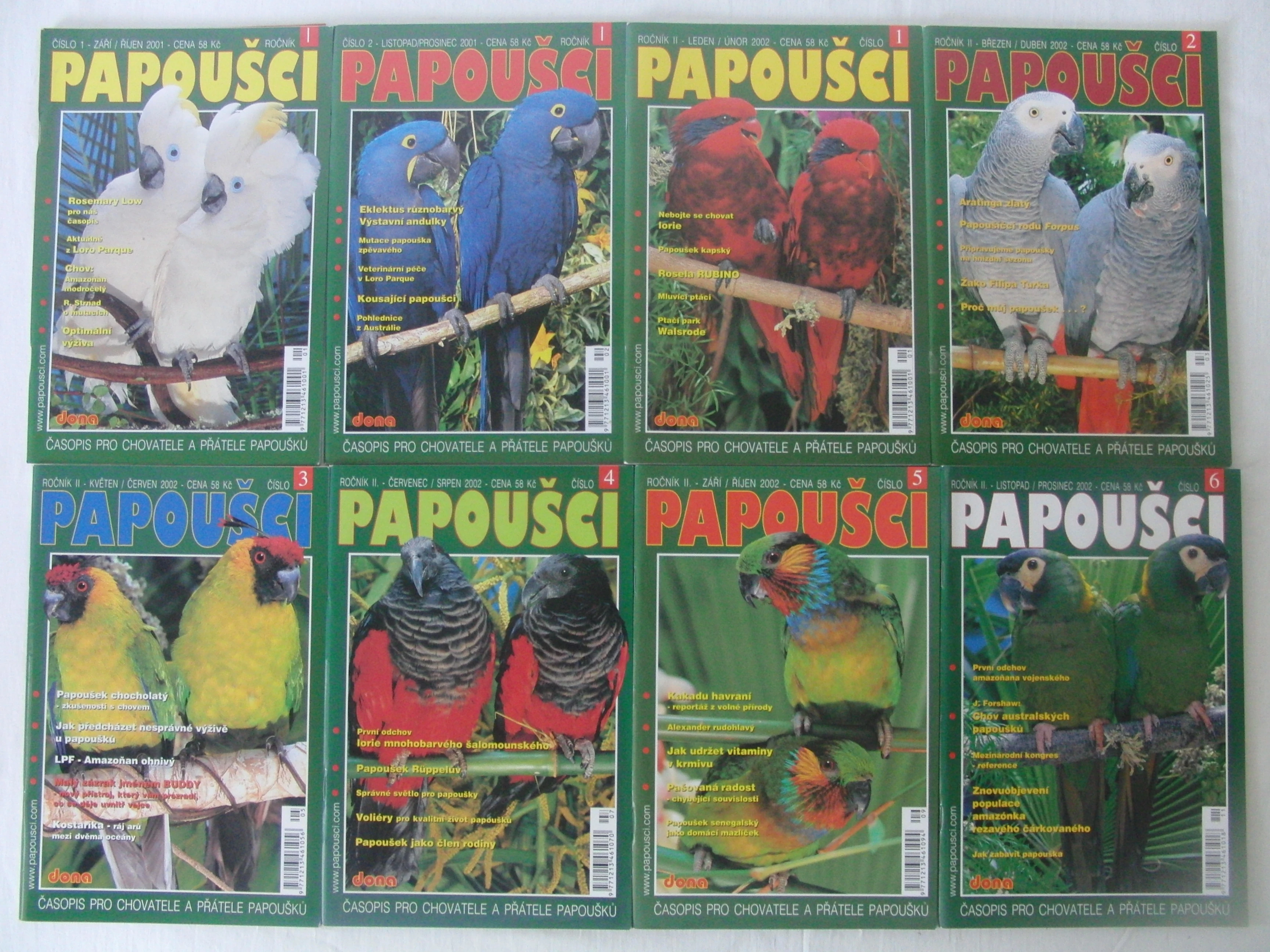 Papoušci 2001 - 2021 - komplet  bonus Speciál.