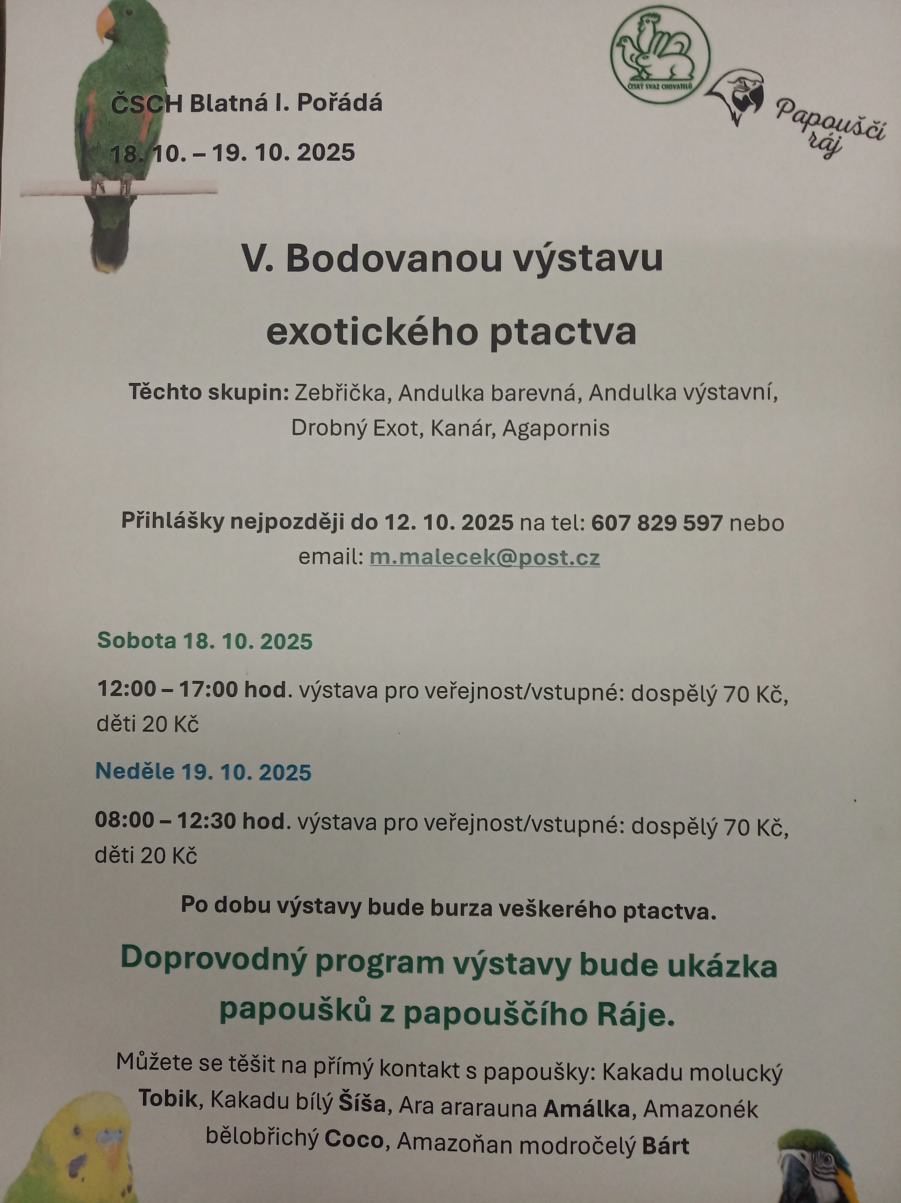 Výstava exotického ptactva