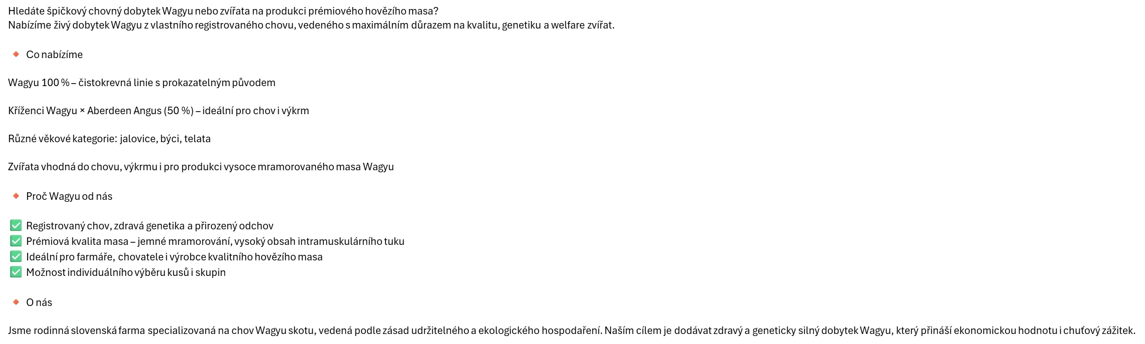Prodej živého dobytka Wagyu – do chovu i na maso  Slovensko