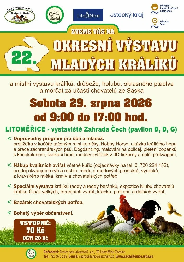 22.ročník okresní výstavy mladých králíků a místní výstavy králíků, drůbeže