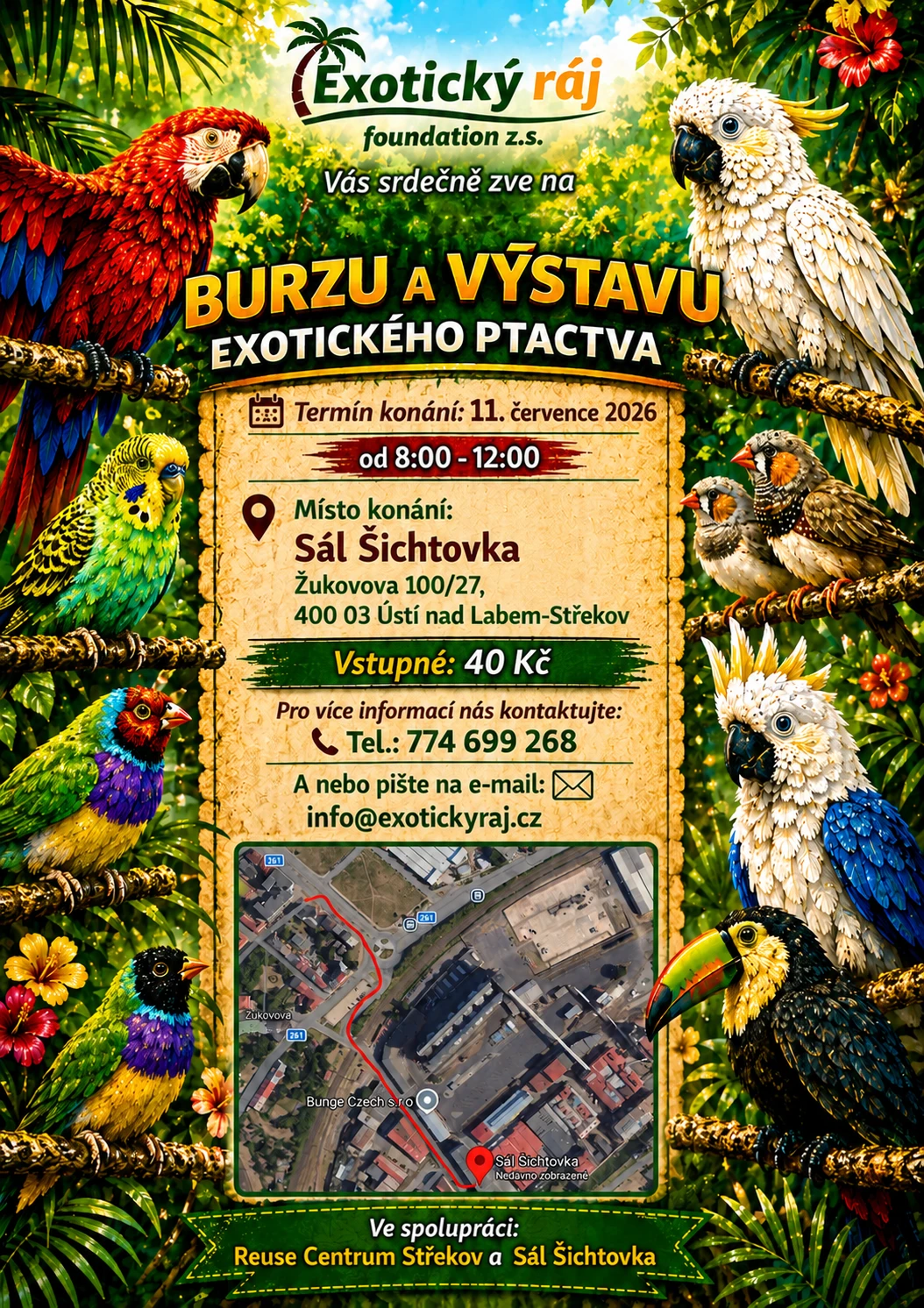 Burza exotického ptactva