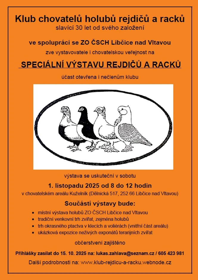 Speciální výstava rejdičů a racků - Libčice nad Vltavou, 1.11.2025