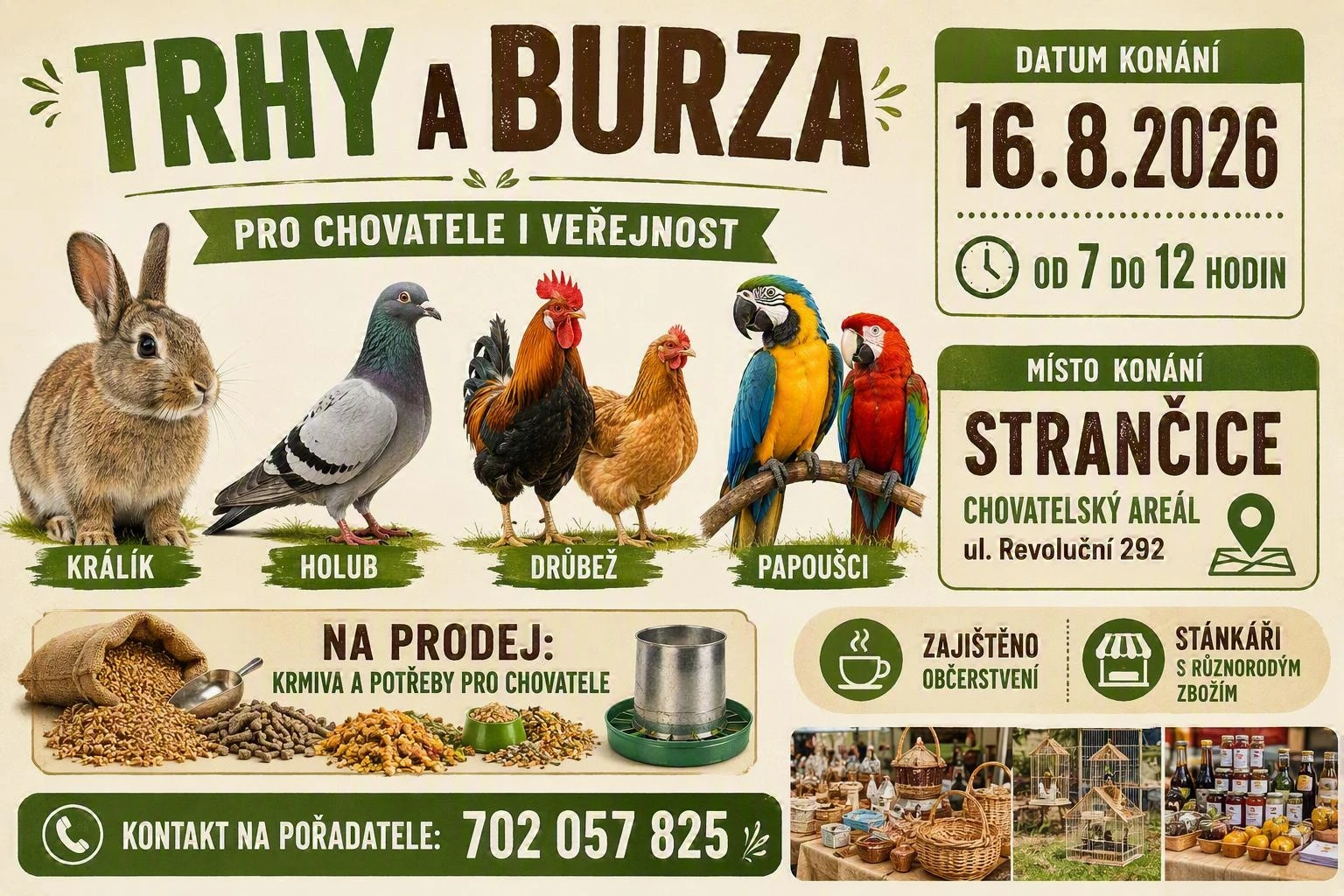 Trhy, burza Strančice 16.8. 2026
