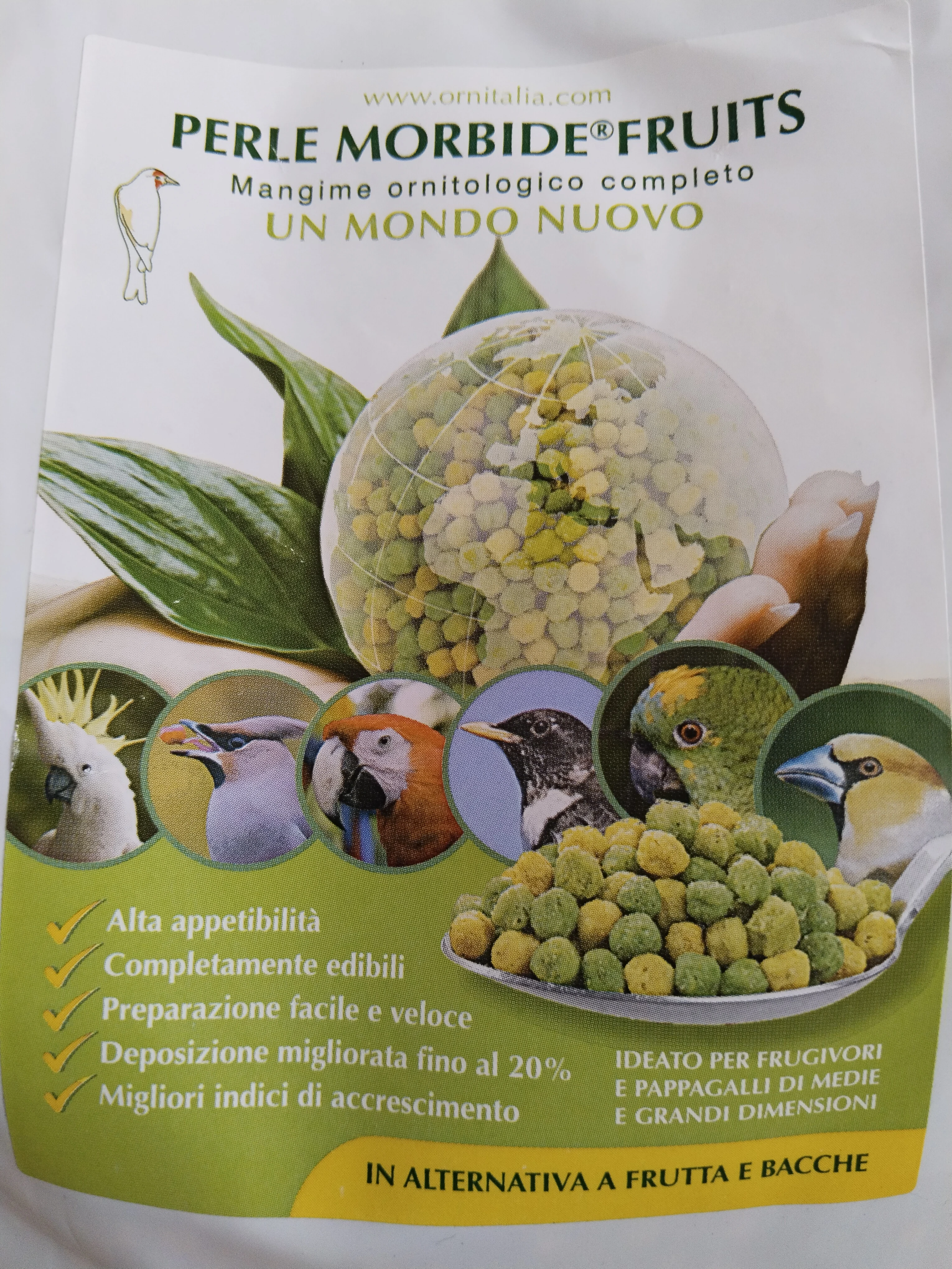 Granule pro papoušky Perle Morbide Fruits: Green