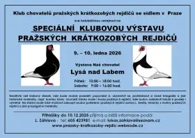 Speciální výstava Pražských krátkozobých rejdičů 9. - 10. 1. 2026