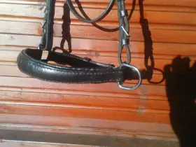 Kožený nánosník s kroužky pro ježdění bez udidla (sidepull) - cena 290 Kč